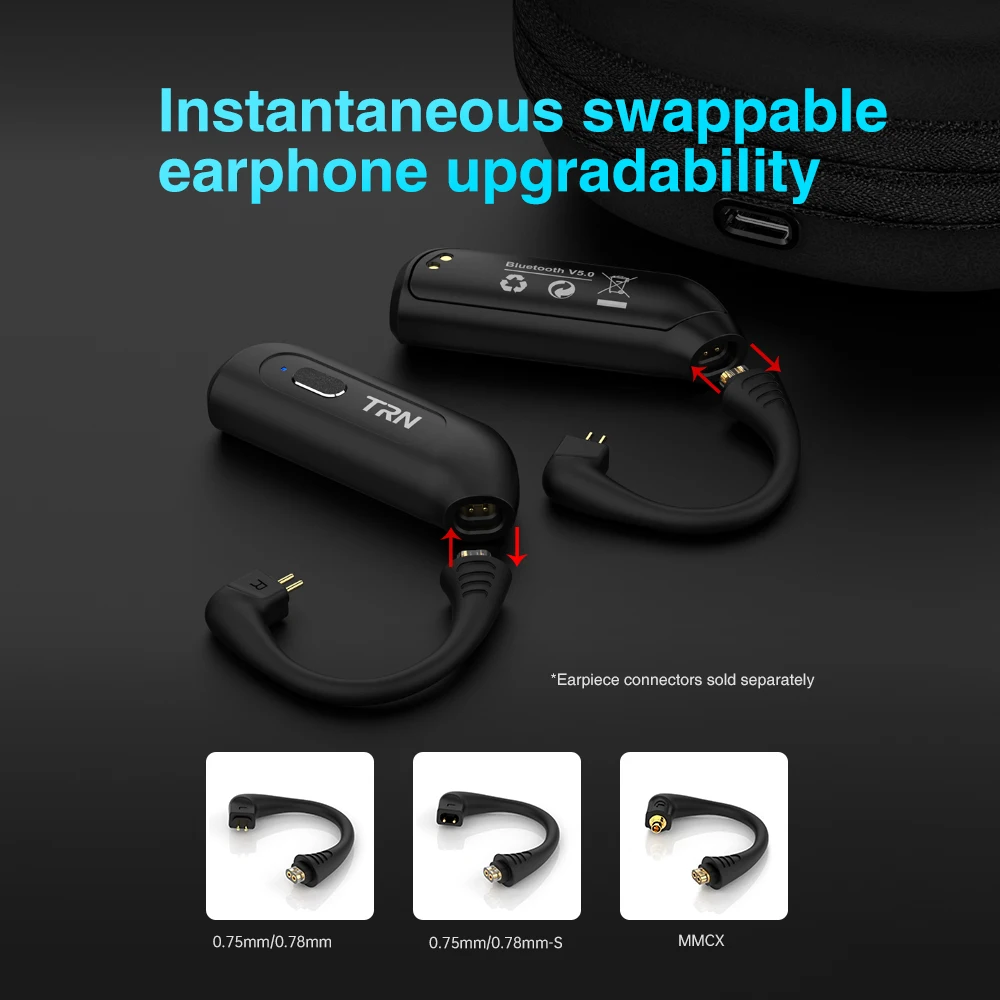 TRN BT20S PRO Bluetooth 5 0 ушной крючок Aptx/AAC/SBC кабель для наушников с зарядным боксом
