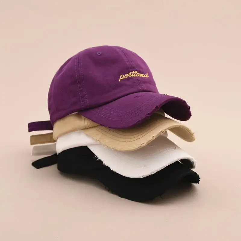 

Hat Women's Spring And Summer Harajuku Vintage Baseball Cap Cool Korean-style Versatile Washing with Holes Lettered Embroidered