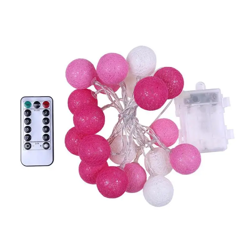 Pink 20LED Fairy Garland Balls String Lights Waterproof For Christmas Tree Wedding Home Indoor Decoration Holiday Bedroom Decor - Испускаемый цвет: Pink