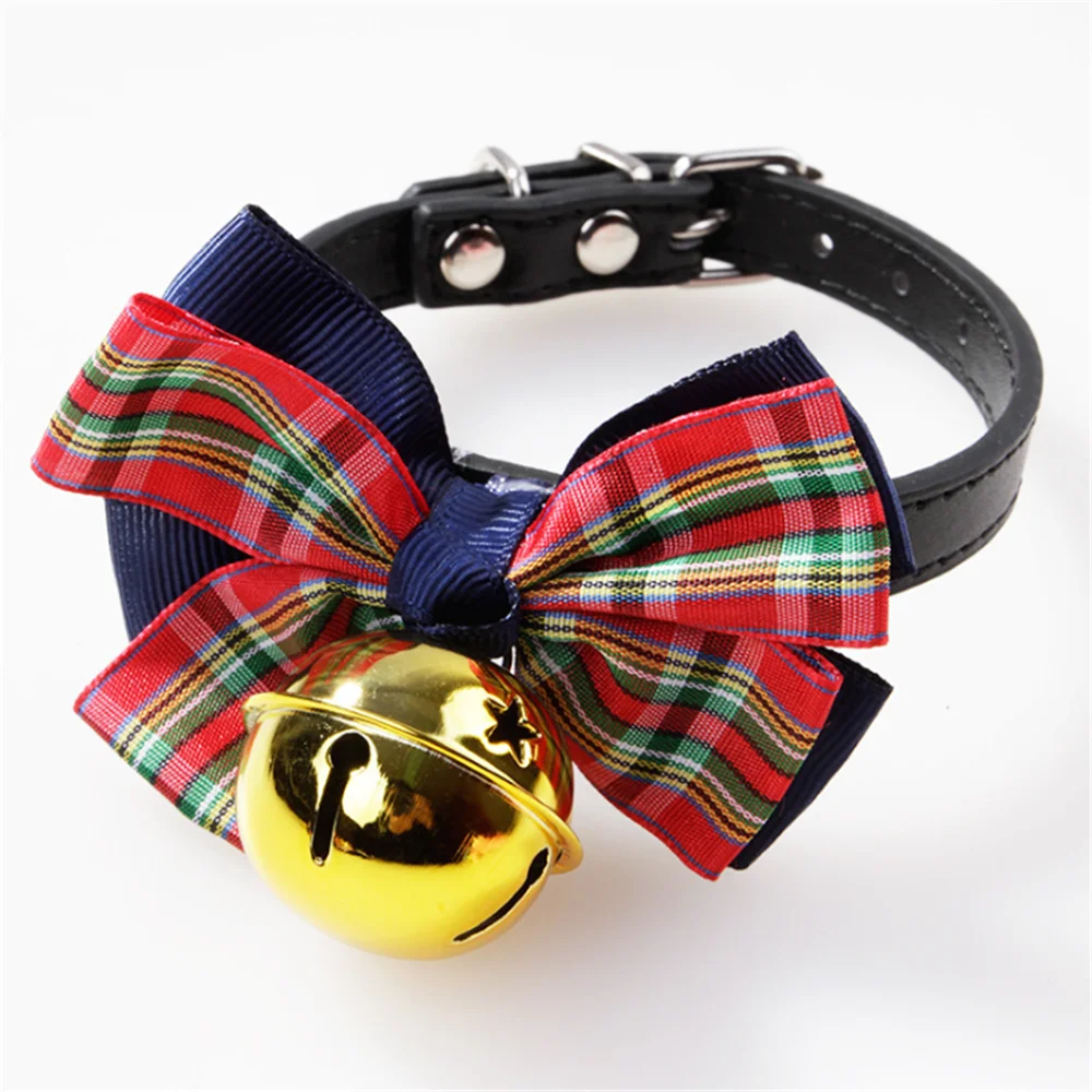 Pet Dogs Collars Retractable Puppy Collars With Bell Christmas Gift Cat Collar Breakaway Double Layer Bowknots Collars
