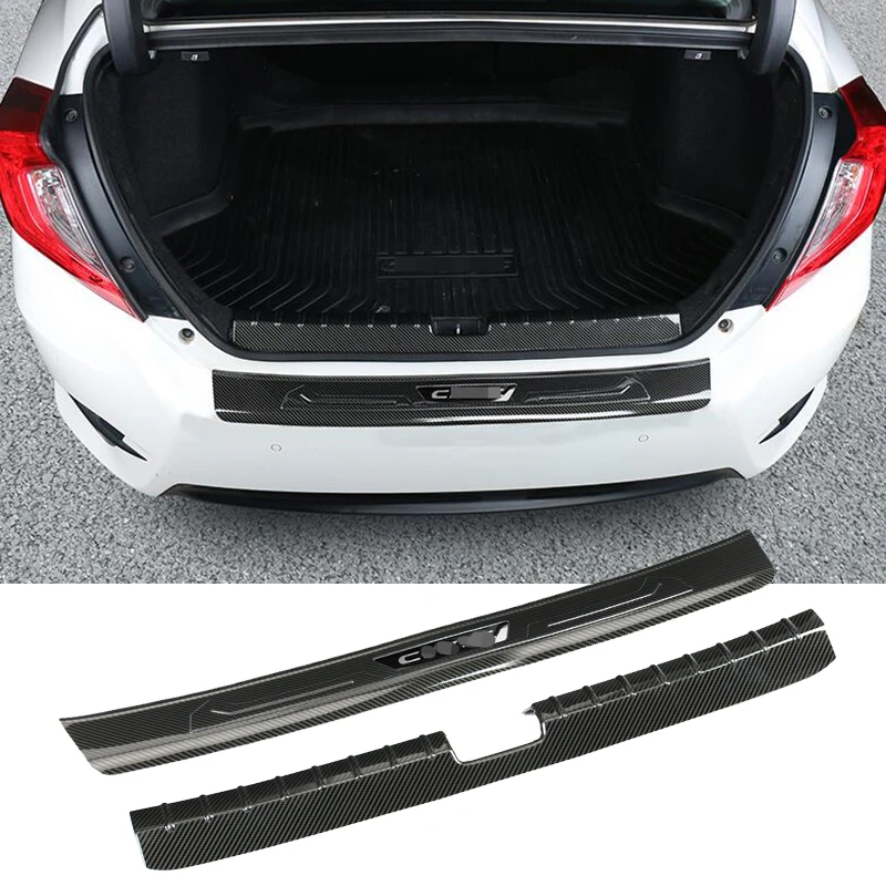 

Для Honda 10th Gen Civic sedan 2016-2020 с рисунком из нержавеющей углеродного волокна, Задняя Крышка багажника автомобиля, аксессуары для автомобиля