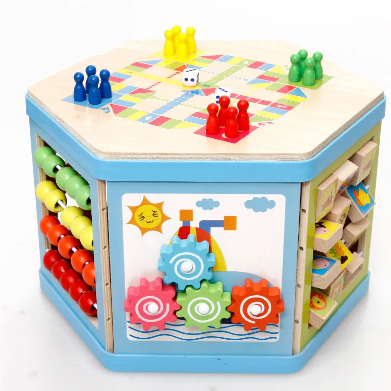 

Infant Child Aeroplane Chess Count Treasure Chest Men And Women Baby Hexagonal Multi-functional Large Bead-stringing Toy Early C