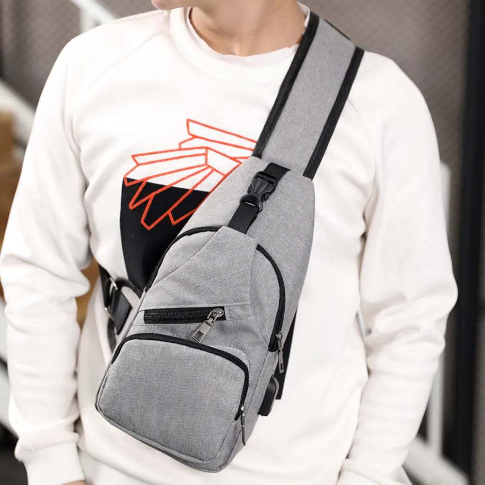 

Men Women Unisex Messenger Bag Couple Fashion Multifunction Crossbody Bag Men's Outdoor Chest Bag with USB 2019 Bolsa Feminina