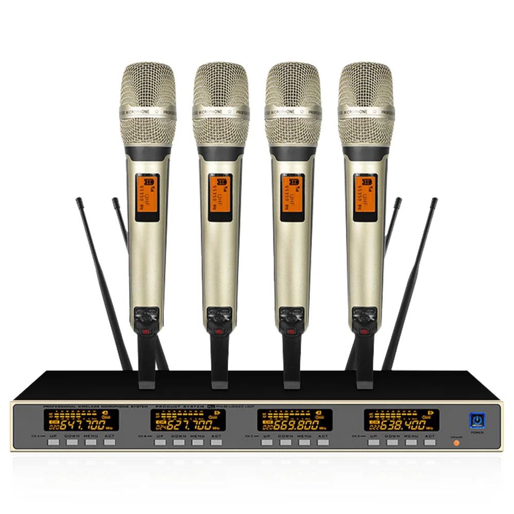 Микрофон UHF один перетаскивание четыре беспроводных микрофона 9000 ручной