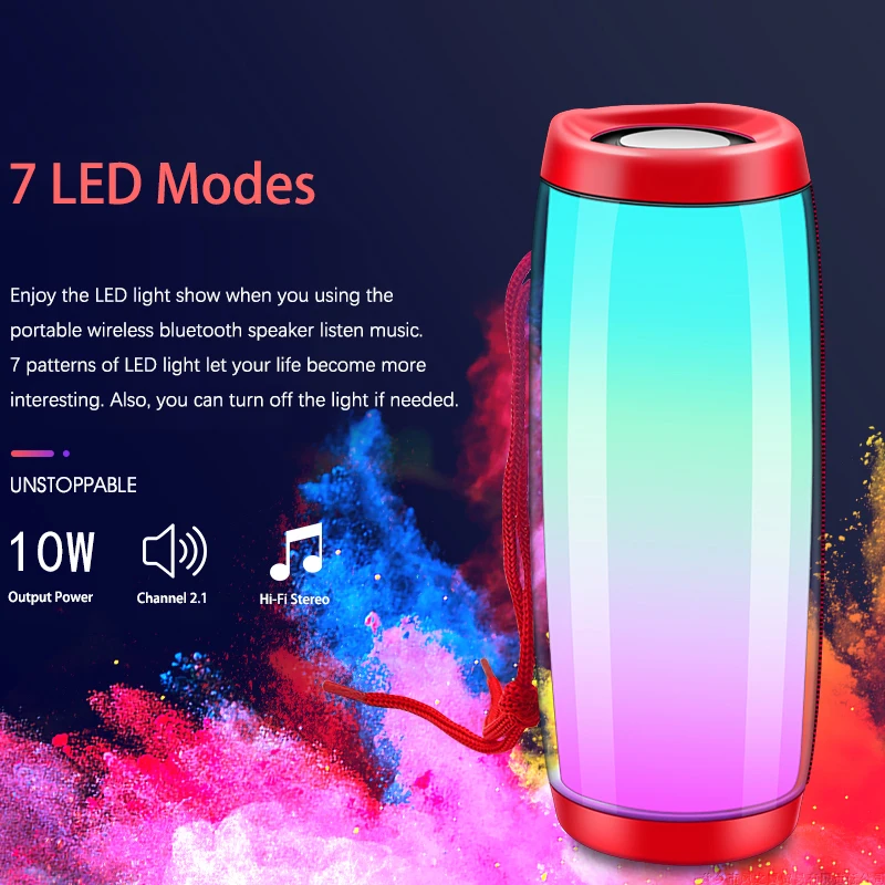 Powerful Portable Speakers Bluetooth Speaker Column Wireless Speaker with LED Night Light TF Card FM Radio Boombox Built-in Mic Powerful Portable Speakers Bluetooth Speaker Column Wireless Speaker with LED Night Light TF Card FM Radio Boombox Built-in Mic