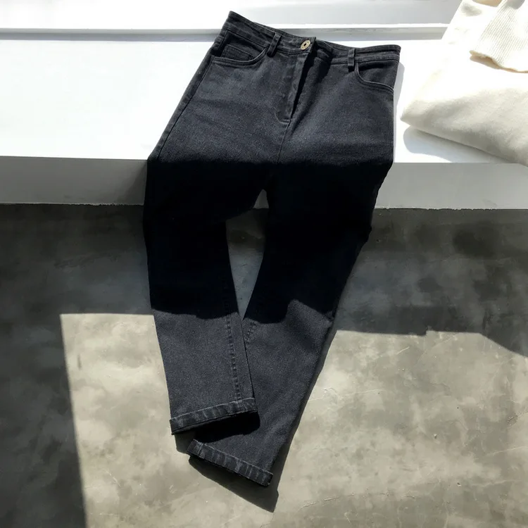 Mooirue, осенние женские джинсовые штаны, корейский уличный стиль, высокая талия, черные, тонкие, высокая талия, широкие ноги,, женские джинсовые штаны, низ