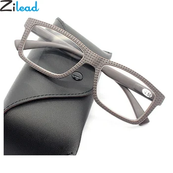 

Zilead Square Dot Frame Reading Glasses Transparent Lens Prebyopia Spectacles Hyperopia Eyeglasses Eyewear With PU Case Unisex