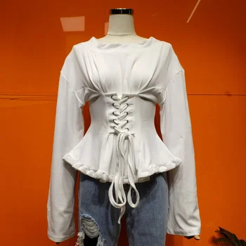 

Europe Fashion T Shirts Women Solid Color 2020 Spring New Ladies T Shirts Long Sleeve Tops Female Round Collar Women Clothing