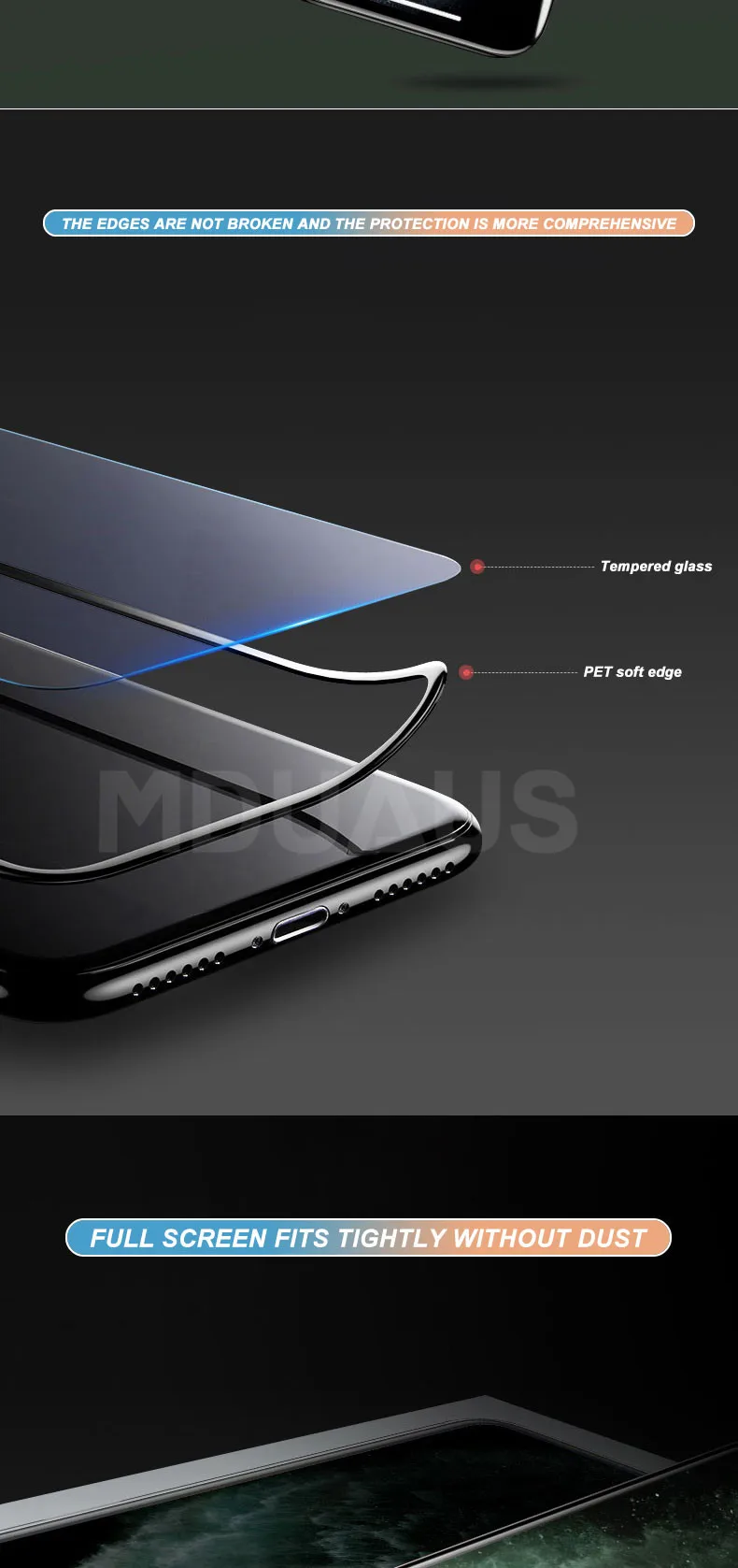 100D защитное закаленное стекло для iPhone 11 Pro X XR XS Max защитное стекло с мягким краем для iPhone 6 6S 7 8 Plus