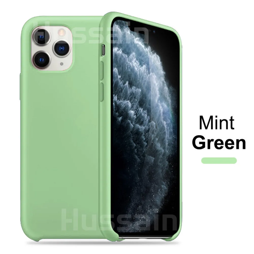 Mint Green Роскошный официальный силиконовый чехол для iPhone X Xr 11 Max силиконовый чехол для iPhone 7 8 6 5 5S Plus чехол для Apple крышка-задняя панель с логотипом - Цвет: Mint Green