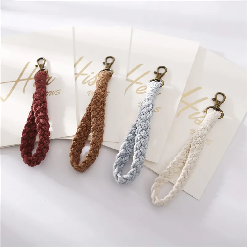 6 Pcs Boho Macrame Keychain Bracelet Handmade Keychain Wristlet Weave Boho  Keychains for Women Crochet Key Chain Lanyard, Car Key ,Wallet Purse Phone