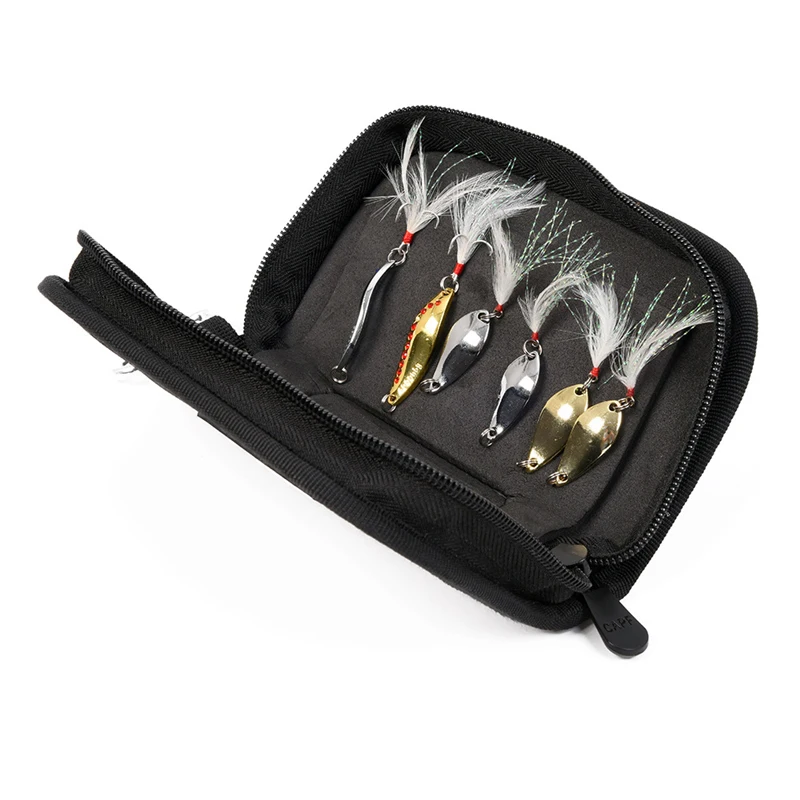 Mini Portable Fishing Lure Container Bag Canvas Zipper Bag for Metal Spinner Bait Spoon Lure Fishing Accessories (8)