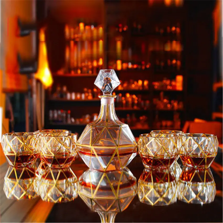 

Luxury gold crystal glass whiskey glass and cups set wine glass red wine glass brandy wine barwarer Household drinkware gift