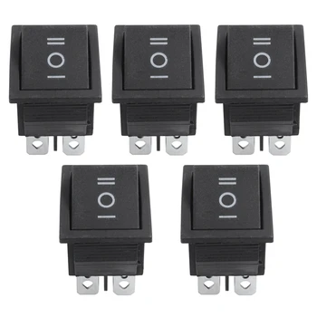 

5 Pcs 6 Pin DPDT Black Button On/Off/On Rocker Switch AC 250V/15A 125V/20A