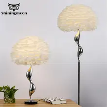 Скандинавский роскошный напольный светильник с белыми перьями, современный светодиодный напольный светильник с металлическим цветком для гостиной, комнаты принцессы, Декоративный Напольный Светильник