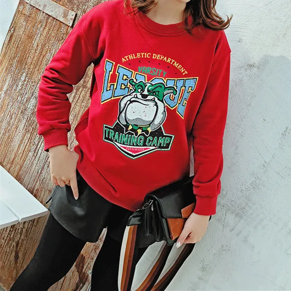 

Winter New Style Plus-sized Extra Large WOMEN'S Dress Large GIRL'S Retro Printing plus Velvet Hoodie 6716