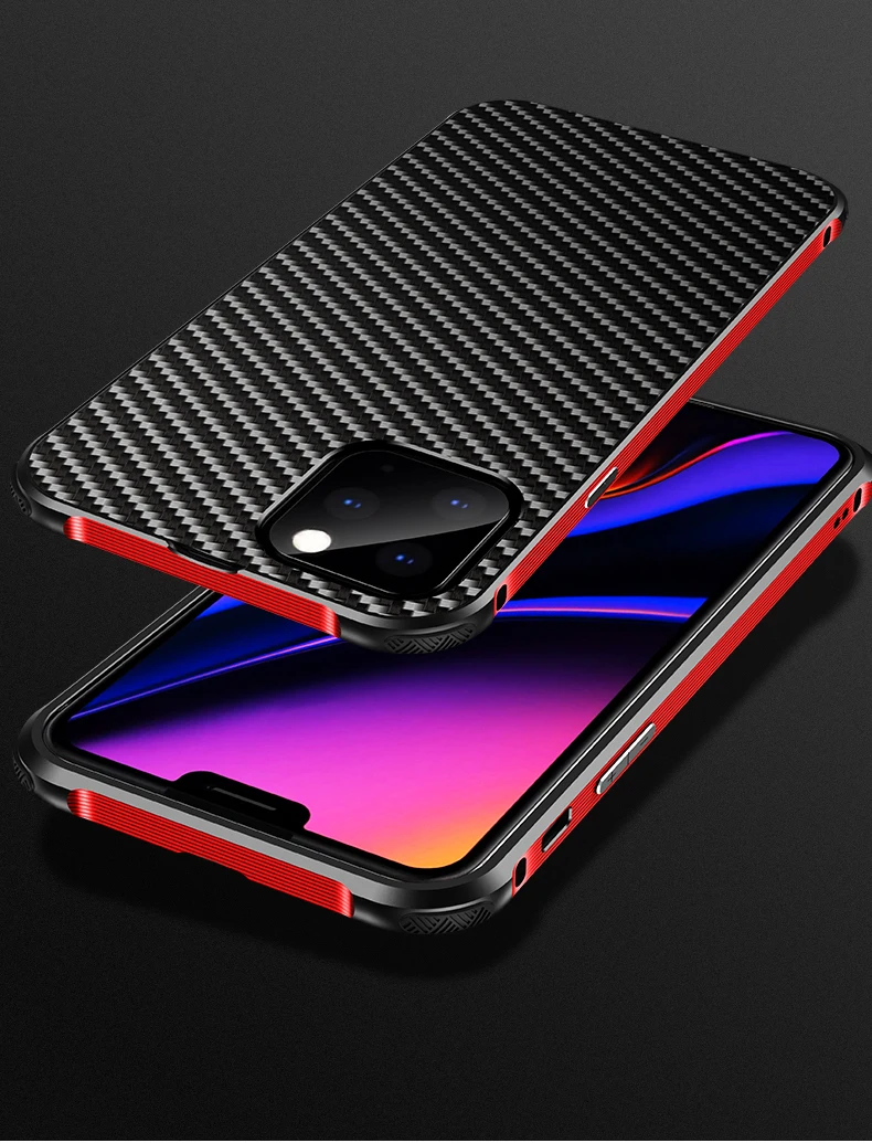 Роскошный Алюминиевый металлический чехол для iPhone 11/Pro/Max ультра тонкий жесткий элемент из углеродного волокна задняя крышка чехол для iPhone 11 Pro Max