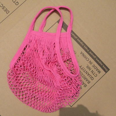 red handbag 50 шт./компл. многоразовый сетка-мешок сумка из натурального хлопка Чистая сумка на плечо сумка-тоут для фруктов и овощей, Бакалея покупок эко-можно стирать в машине - Цвет: red handbag