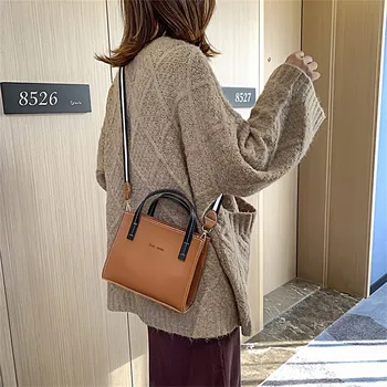 

New Casual Solid Shoulder Bag Fashion Stitching Wild Messenger Brand Female Totes Crossbody Bags Women Leather Handbags