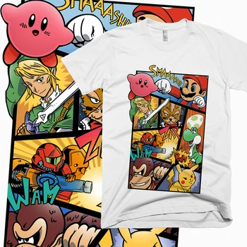 

Round Neck Good Dairanto Super Smash Mario Bros T-shirt For Man Kirby Link T Shirt XS-3XL Big Size Casual Popular T-shirt