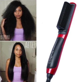 

Ceramic Hair Straightener Flat Irons Straightening Brush Beard Straightener Hot Heating Comb Anti-Scalding Men Beard Straightene