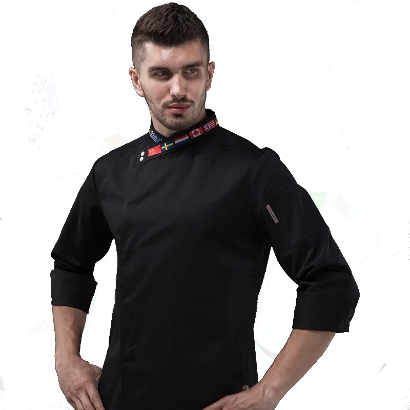 Кроссовер воротник шеф-повар куртка Для мужчин Для женщин Кухня отель повар ресторана одежда шеф-повар форма офицантки