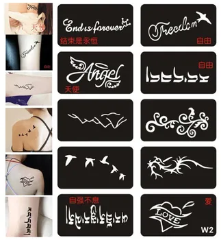 

10 Designs/set Small Glitter Tattoo Stencils for Woman Girl Kids Drawing Painting Template Tattoo Stencil Henna Tattoo Stencil
