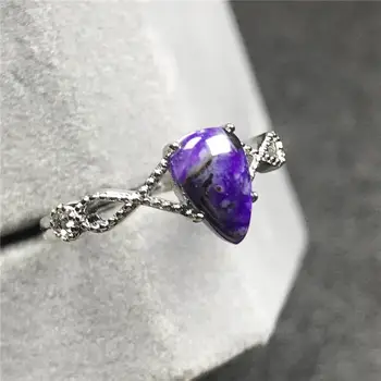 

Top Natural Royal Purple Sugilite Ring For Woman Lady Crystal 8x5mm Beads Stone Silver Fashion Adjustable Ring Jewelry AAAAA