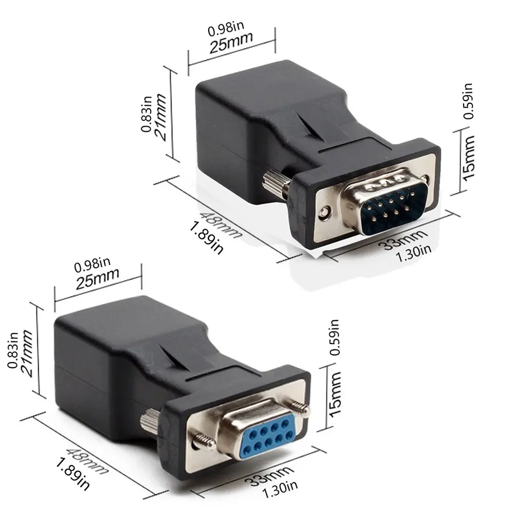 Практичный RJ45 для RS232 DB9 9-контактный последовательный Порты и разъёмы мужской+ женский RJ45 Cat5e/6 Ethernet высокая производительность