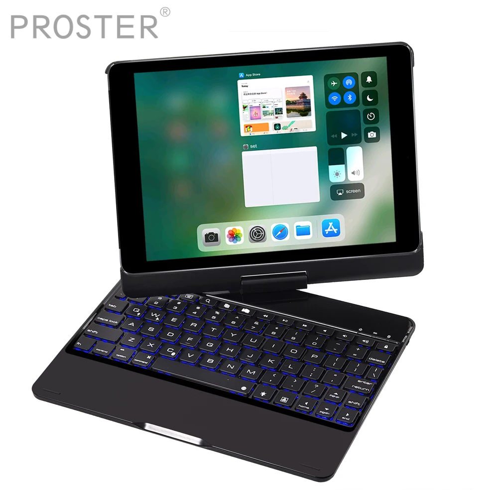 

PROSTER 1pcs for Case with bluetooth Keyboard 360 Rotatable colorful For iPad Pro 9.7