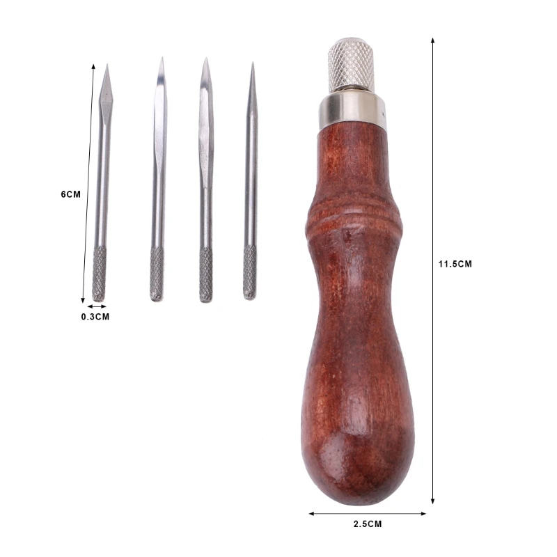 Leather Craft Cloth Maker Stitch Paper Stitching Awl Pin Sewing Punching Hole 72XF