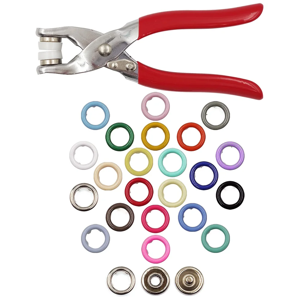 100 Set 9.5Mm Bottone A Pressione In Metallo Con Bottone A Pressione Con Bottone A Pressione Anello Con Bottoni Automatici Con Pinze Per Abbigliamento
