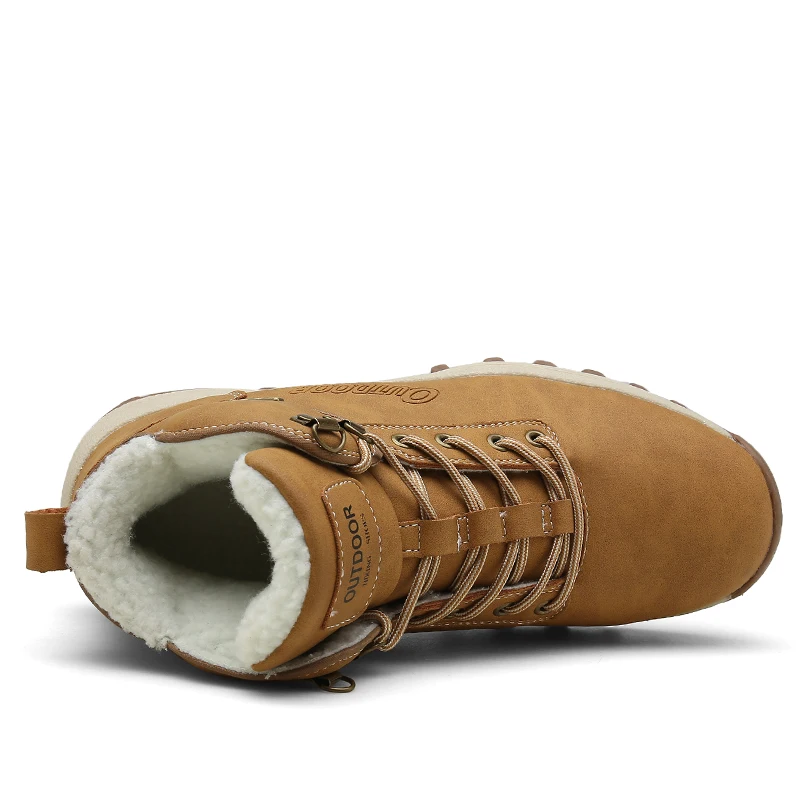 Мужские ботинки Большие размеры 36-48, зимние мужские теплые плюшевые ботинки из овечьей шерсти Мужская Уличная обувь на шнуровке Водонепроницаемая безопасная обувь мужские ботинки