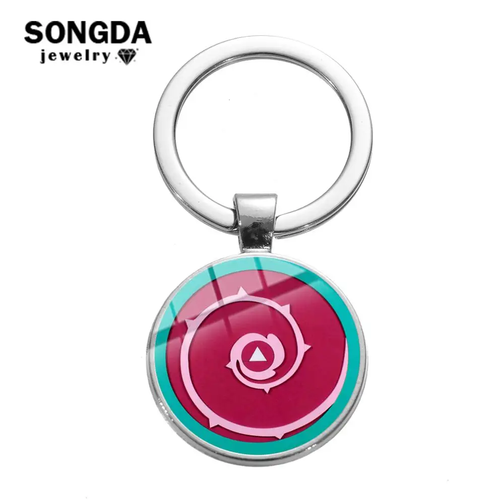 

SONGDA Creative US Animax Steven Universe Shield Keychain High Quality Glass Cartoon Printing Metal Key Chain Bag Charm Ornament