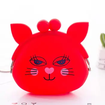 

For Children Cute Cartoon Cat Silicone Jelly Wallet Silica Gel Change Bag Key Pouch Coin Purse Clutch Key Holder Storage Bag #AW