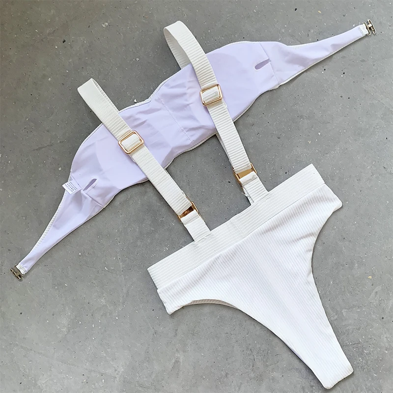 Сексуальный бикини с высокой талией Однотонный женский купальник купальный костюм Бандо пуш-ап комплект бикини с поясом купальный пляжный костюм одежда купальник
