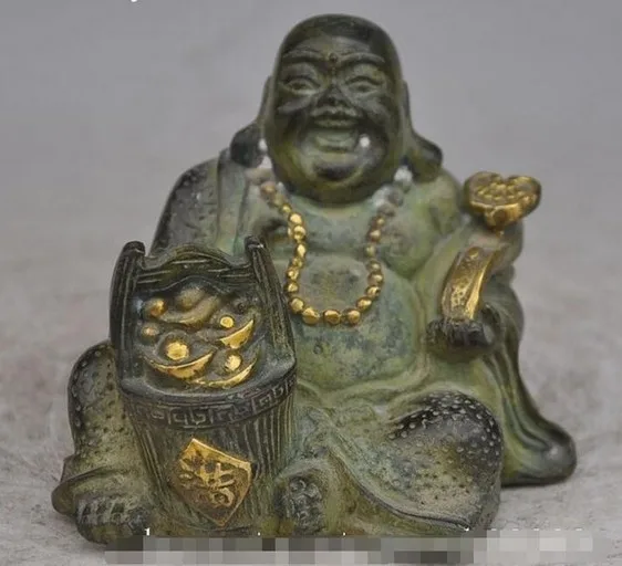 YM 308 китайский, буддийский из бронзы свинка богатство, удача Ruyi Yuanbao Статуя Майтрейи Будды