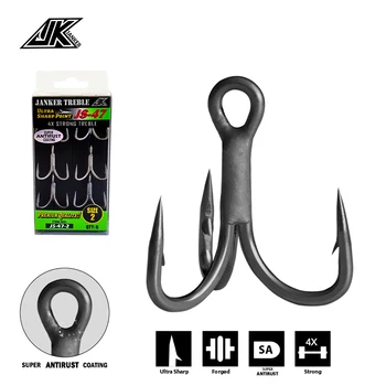 MEGA DEAL ❤️ JK JS-47 Boat Fishing Super Antirust Triple Hook Gray Color 4X Strong Triple Fishing Hooks High Quality Fishhook #8~5/0 Tee Hook - discount item 19% OFF Sports & Entertainment