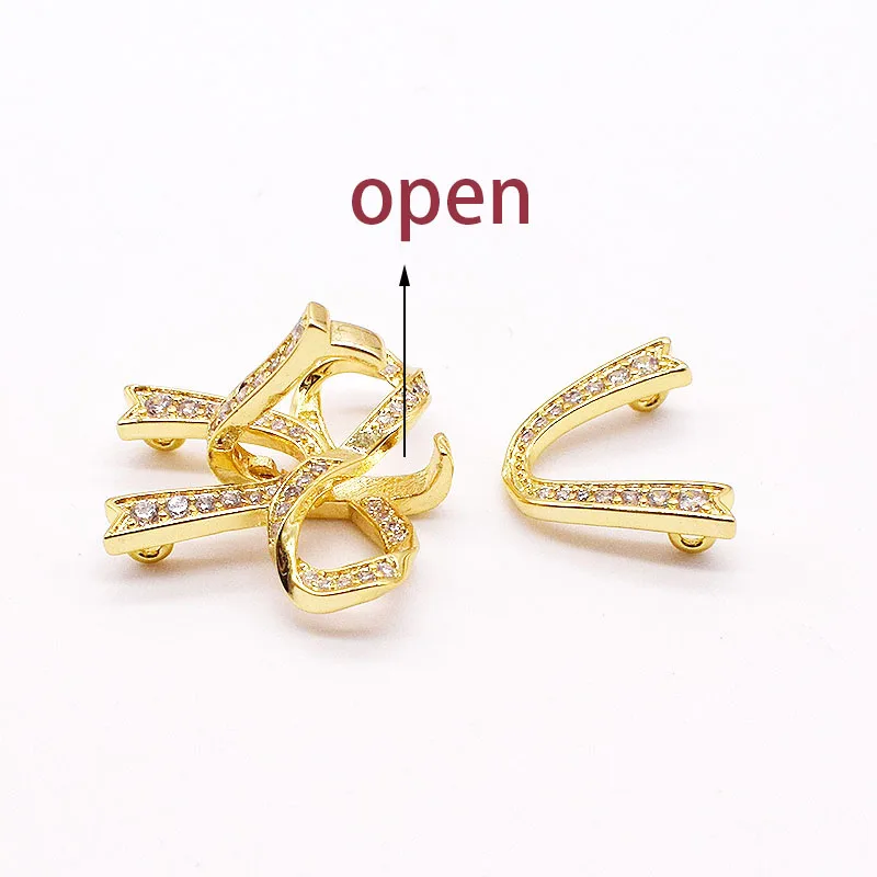 20x28mm Women's High Qualit bow CZ-inlaid Pearl  Bracelet Buckle, necklace buckle, sweater chain connection buckle