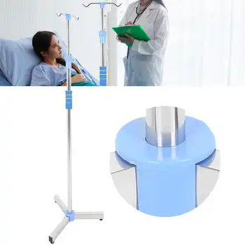 

IV Pole Stand Adjustable Stainless Steel IV Bag Stand with 2 Hooks for Hospital Home Helper Kit