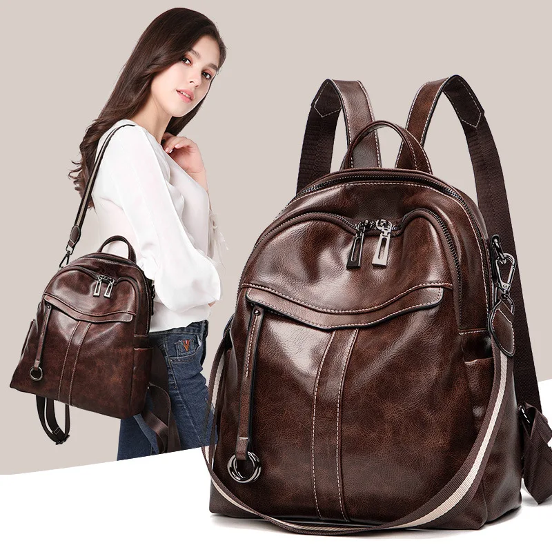 

Multifunction Women Backpacks Shoulder Bags Fashion Summer Backpack Leather Women Backpacks Light Lady Large Capacity School Bag