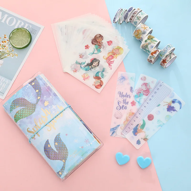 Студенческий kawaii блокнот для творчества Подарочная коробка Канцелярский набор студенческий дневник девочка сделай сам ручной канцелярский блокнот милый мультяшный блокнот бродячий ребенок