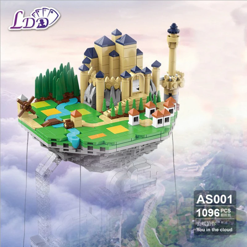 

In Stock Creative Series Anti Gravity Balance Frame Dream Floating Island Castle Children's Small Particle Assembled Building