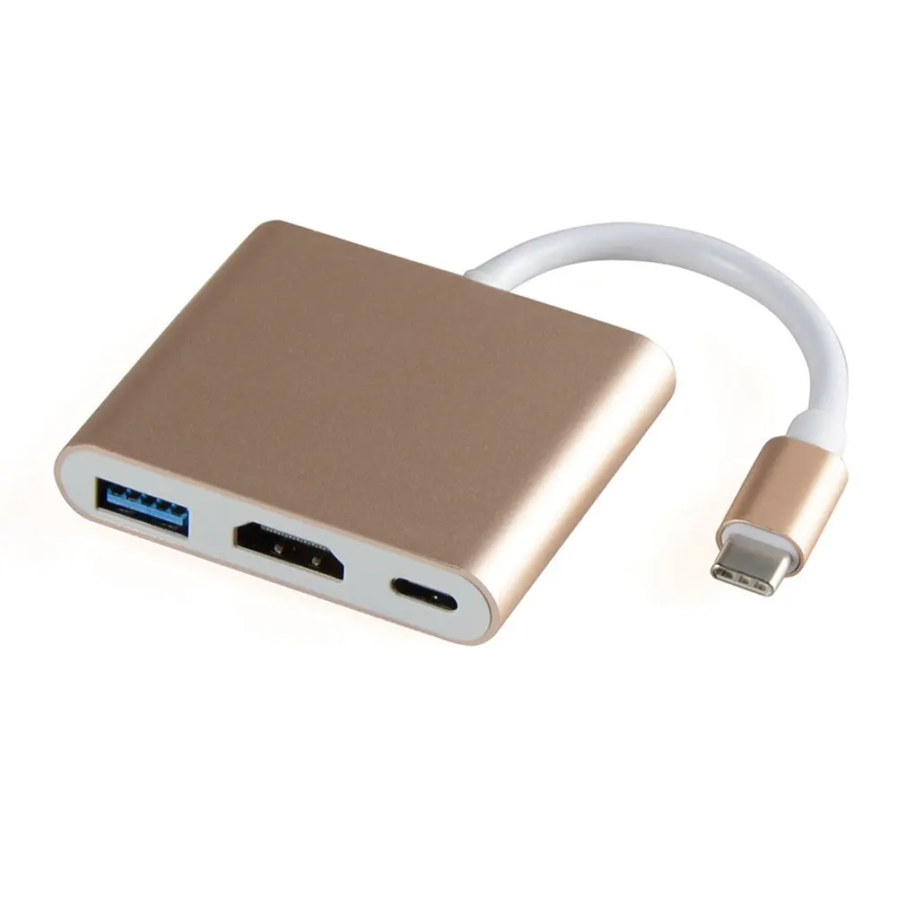 Золотой Для Apple для переключателя тип-c к Hdmi+ Usb3.0+ Pd конвертер тип-c к Hdmi три-в-одном многофункциональный конвертер - Цвет: Золотой