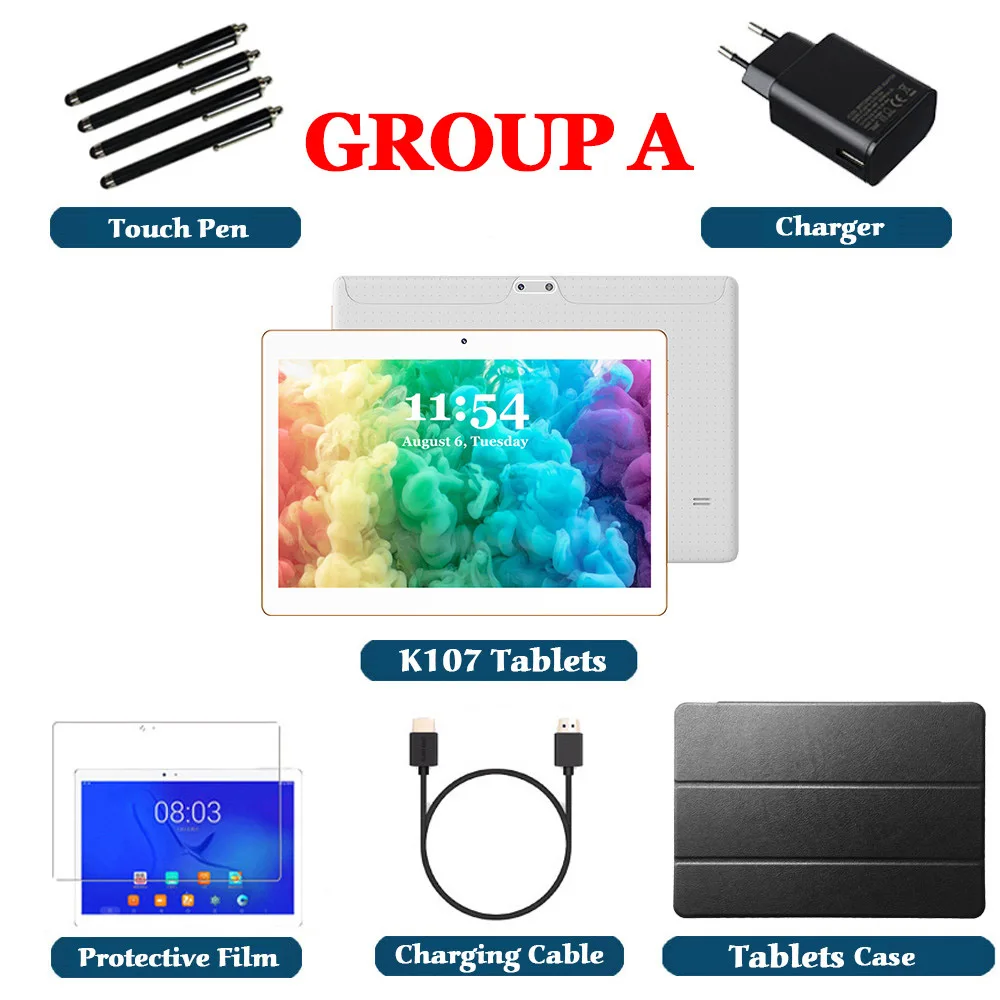 Gift-Tablets Case LNMBBS ПК планшет 10,1 дюймов K107 3g телефонный звонок планшет android 9,0 4 Гб+ 64 Гб планшеты WiFi gps Bluetooth Восьмиядерный фаблет планшетный ПК - Комплект: Gift-Tablets Case