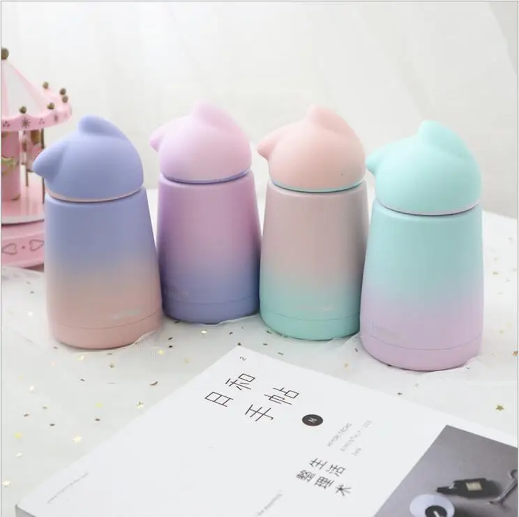Christmas Gift Thermocup Bouncing Cover Bottle 300ML Vacuum flask Flamingo Pattern Thermal Mug Travel ThermoCup Stainless Steel
