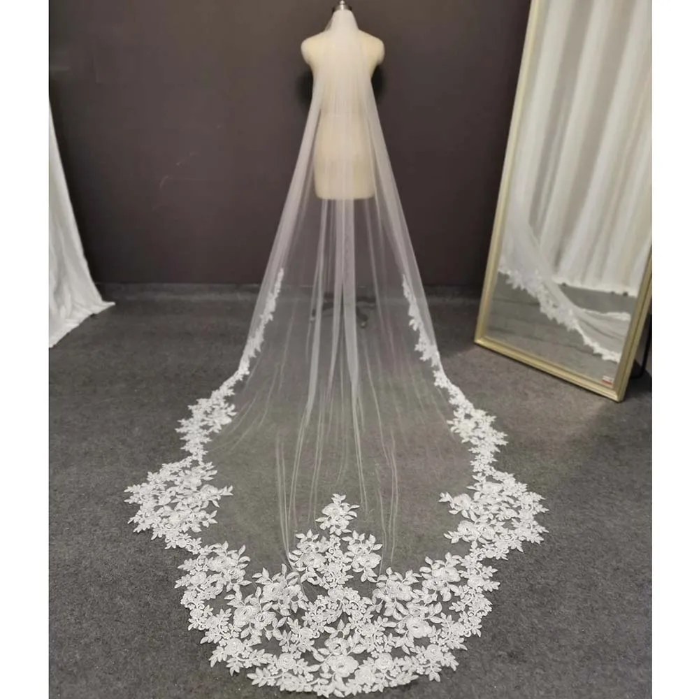 White 2 Tiers Cathedral Soft Tulle bridal veil for wedding With Comb 