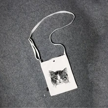 Маленькая девочка кошка холст мужская Холщовая Сумка через плечо деловые мини-сумки Сумка через плечо Повседневная Лоскутная сумка на плечо