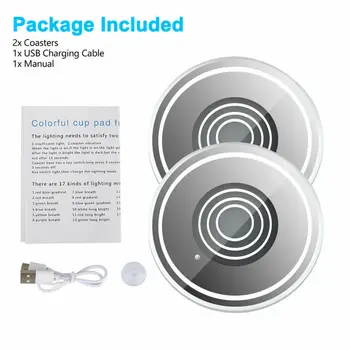 

Coaster Cup Pad LED Light Cover Interior Decoration Lamp USB Cup Pad Useful