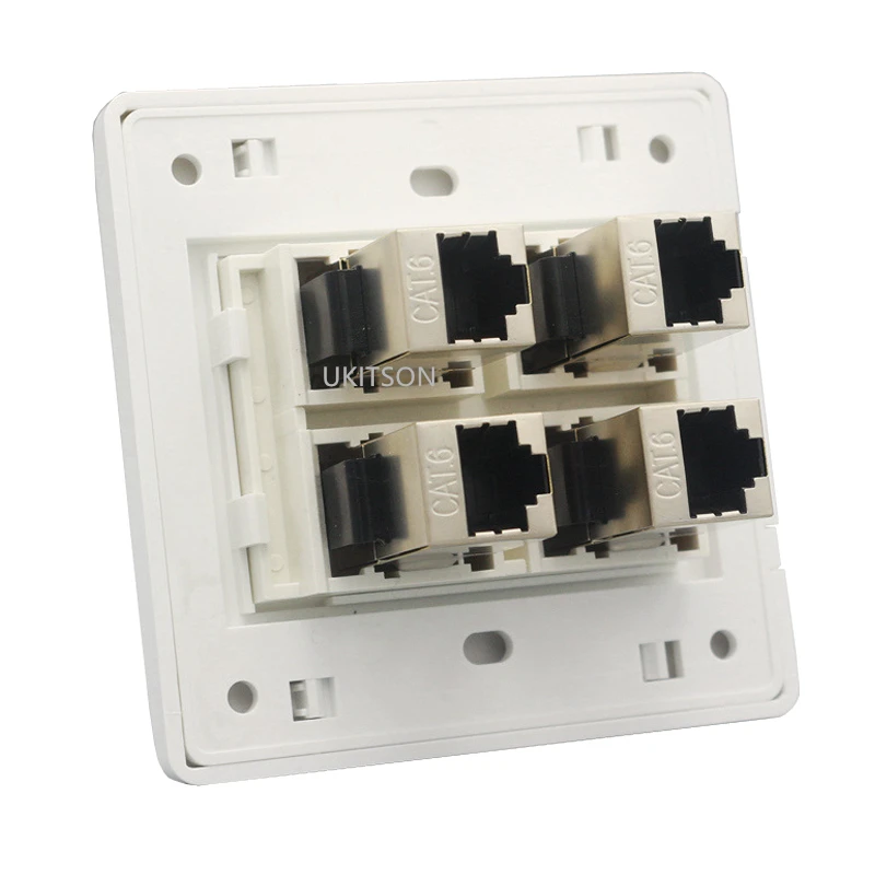Tomada de Parede Feminina Placa Facial 86x86 mm Cor Branca com Portas Protetoras Cat6 para Soquete de Rede - Imagem 4